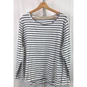 DULUTH Trading Co 2X Plus Striped Lightweight Longtail Tee Scoop Neck Blue White